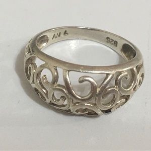 Vintage 925 Solid Sterling Silver Filigree Ring Size 7